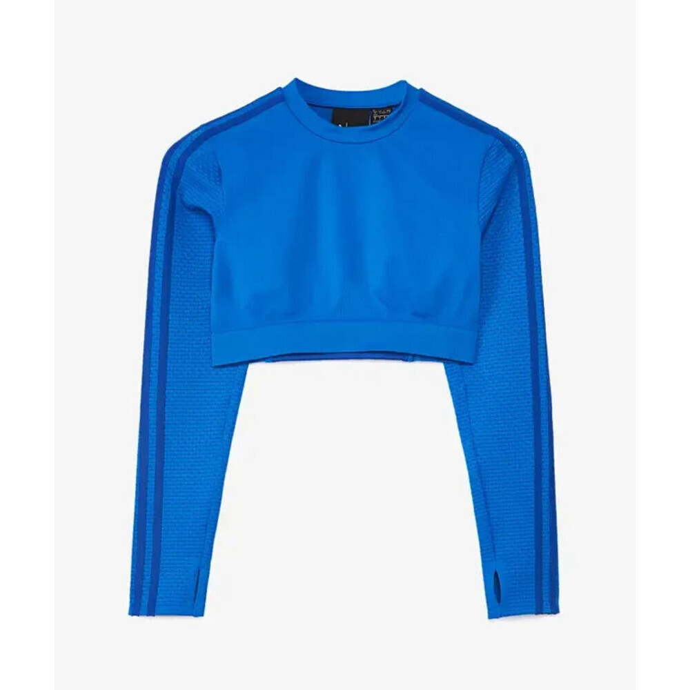 Adidas X Ivy Park IVP Crop Top Women's XS Glory Blue Stretch Long Sleeve RED476